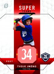 moderní baseballová kartička v červeno bílém provedení na nápisem super strike