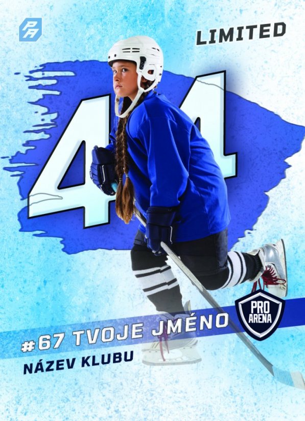 hokejová kartička limited s velkým číslem na pozadí hráče