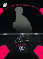 hokejová kartička premier černá s růžovými prvky a popisem