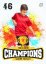 barevná fotbalová kartička s velkým nápisem champions a trofejí
