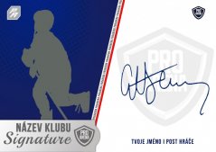 hokejová kartička signature one s vlastním podpisem hráče a velkým logem na pozadí