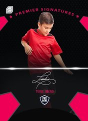 krásný design fotbalové kartičky s růžovými prvky a černým pozadím